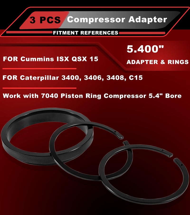 Camoo 3pcs Piston Ring Compressor Adapter & Anti-Polishing Ring For Cummins ISX QSX 15 & Caterpillar 3400, 3406, 3408, C15 Work with 7040 Piston Ring Compressor 5.4" Bore, Replace 5299339, 5299447 & 5299448 - Image 2